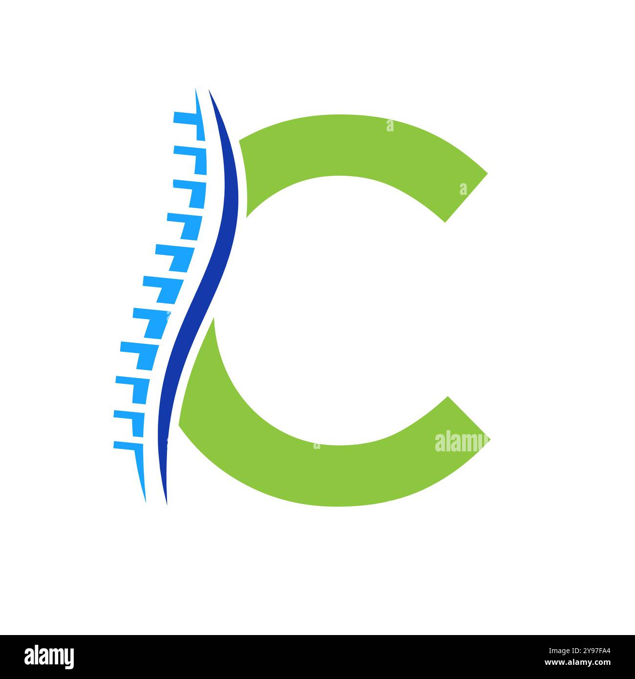 Logo de diagnostic de colonne vertébrale sur le modèle vectoriel lettre C. Symbole orthopédique Illustration de Vecteur