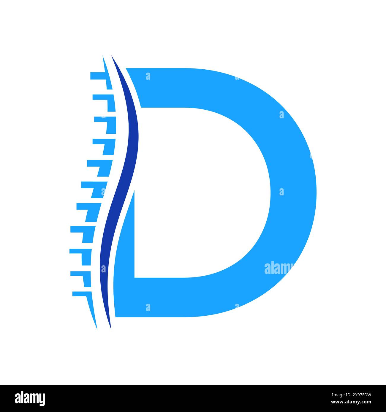 Logo de diagnostic de colonne vertébrale sur le modèle vectoriel lettre D. Symbole orthopédique Illustration de Vecteur