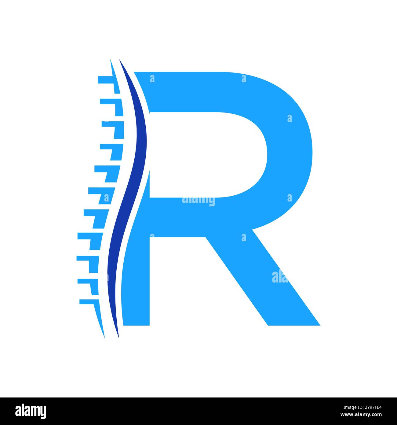 Logo de diagnostic du rachis sur le modèle vectoriel lettre R. Symbole orthopédique Illustration de Vecteur