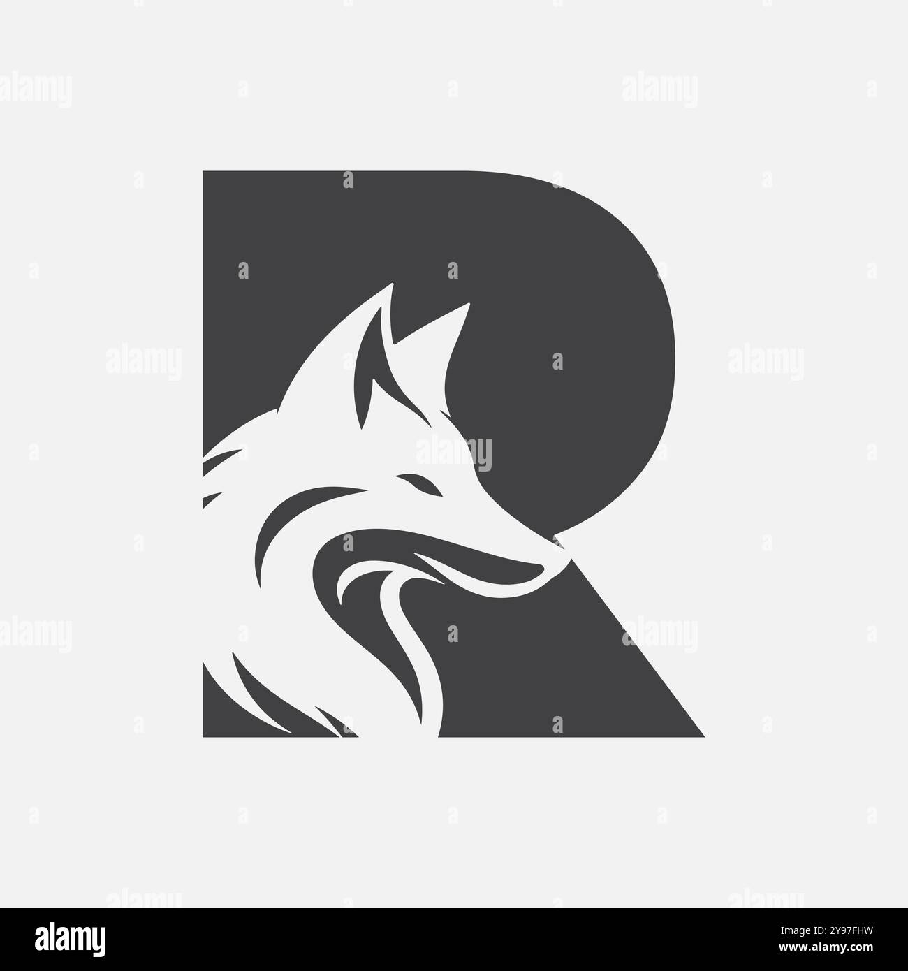 Logo Fox sur le modèle vectoriel lettre R. Illustration de Vecteur