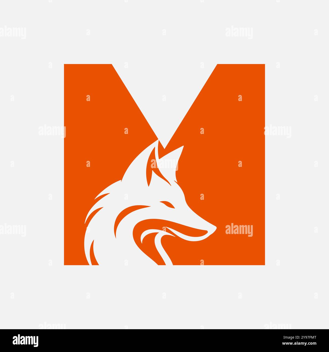 Logo Fox sur le modèle vectoriel lettre M. Illustration de Vecteur