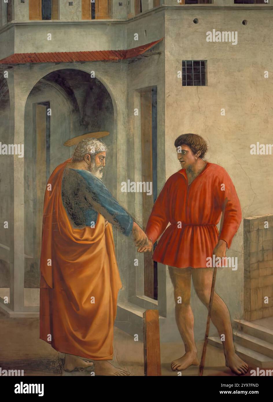 MASACCIO (né en 1401, San Giovanni Valdarno, décédé en 1428, Rome) Tribute Money (détail) 1426-27 fresque, 255 x 598 cm (fresque complète) Cappella Brancacci, Santa Maria del Carmine, Florence *** mots-clés : ************* Auteur : MASACCIO titre : Tribute Money (détail) chronologie : 1401-1450 École : Italien forme : peinture type : religieux Banque D'Images