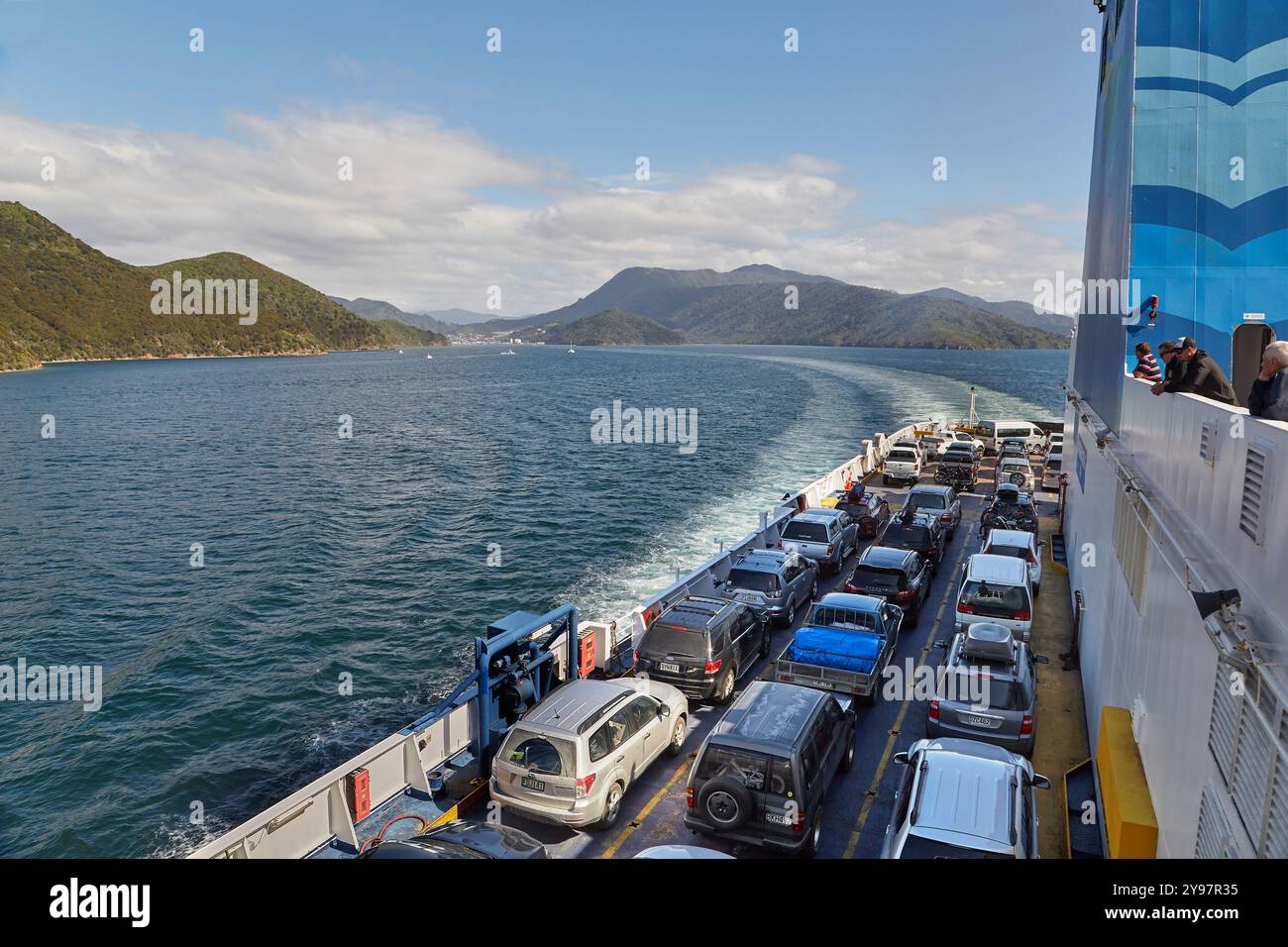 Traversée en ferry en Nouvelle-Zélande entre les îles du Sud et du Nord Banque D'Images