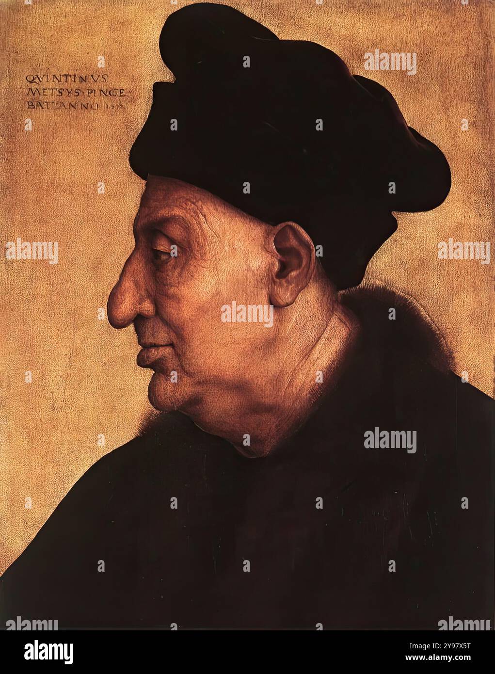 Massys, Quentin (1465/66, Louvain, d. 1530, Anvers) Portrait d'un vieil homme c. 1517 huile sur bois, 48 x 37 cm Musée Jacquemart-André, Paris Massys est l'un des portraitistes les plus importants de l'époque, grâce surtout à ses tableaux d'Erasme et Pierre Gilles (Petrus Aegidius), commis d'Anvers, qu'il a peint en 1517 et envoyé en cadeau à Thomas More. Le Portrait d'un vieil homme est une œuvre historiquement importante, car c'est le premier portrait d'un artiste flamand à montrer le sitter de profil, suivant le modèle italien. --- mots-clés : ------------- Auth Banque D'Images