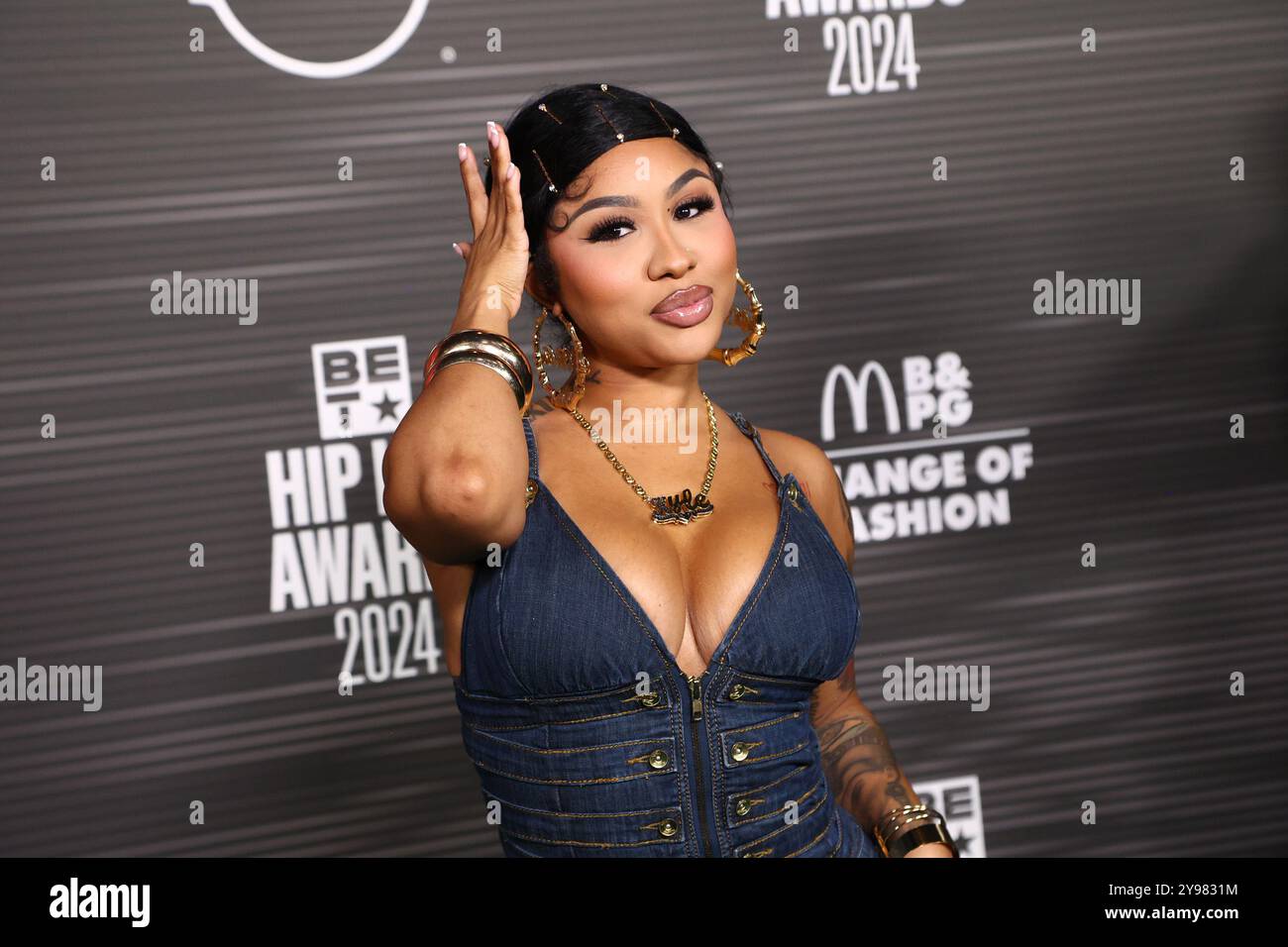 Las Vegas, États-Unis. 08 octobre 2024. Ari Fletcher arrive pour les BET Hip Hop Awards 2024 au Drai's Nightclub & Beachclub à l'Hôtel Cromwell à Las Vegas, Nevada, le mardi 8 octobre 2024. Photo de James Atoa/UPI crédit : UPI/Alamy Live News Banque D'Images