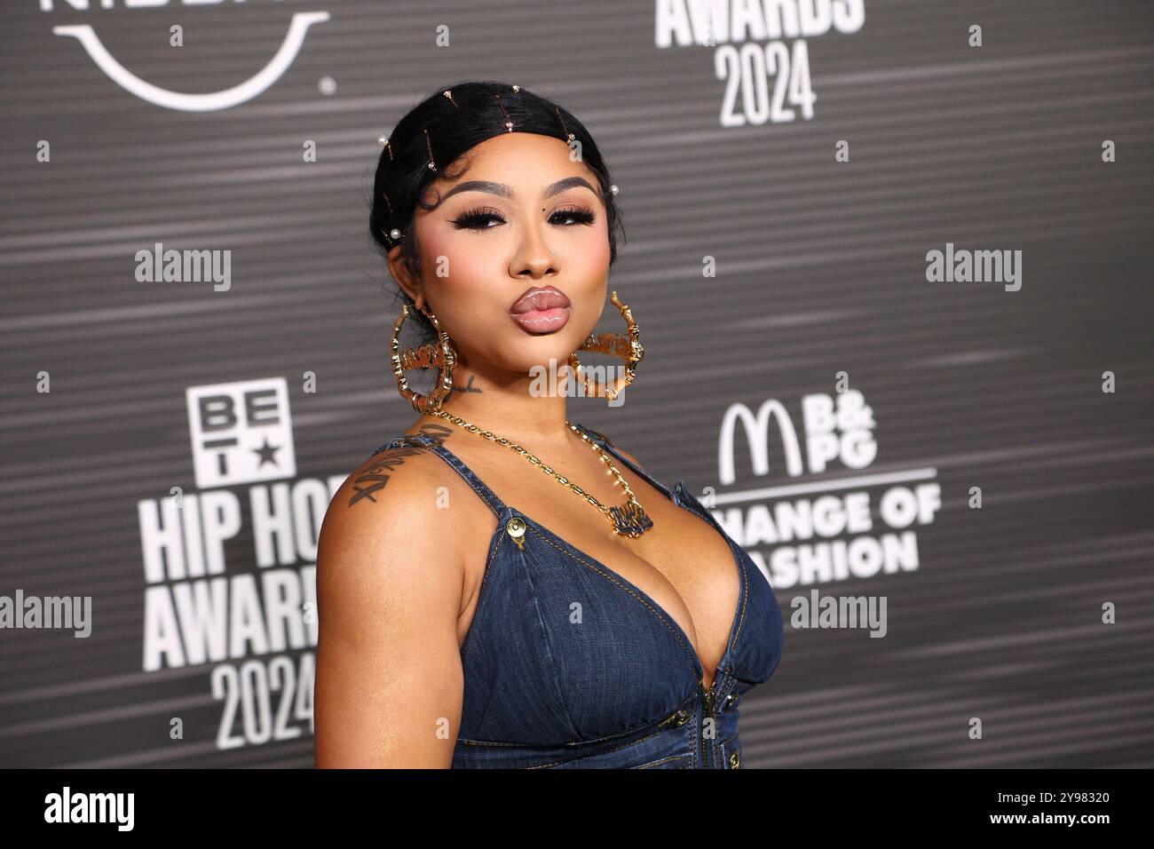 Las Vegas, États-Unis. 08 octobre 2024. Ari Fletcher arrive pour les BET Hip Hop Awards 2024 au Drai's Nightclub & Beachclub à l'Hôtel Cromwell à Las Vegas, Nevada, le mardi 8 octobre 2024. Photo de James Atoa/UPI crédit : UPI/Alamy Live News Banque D'Images