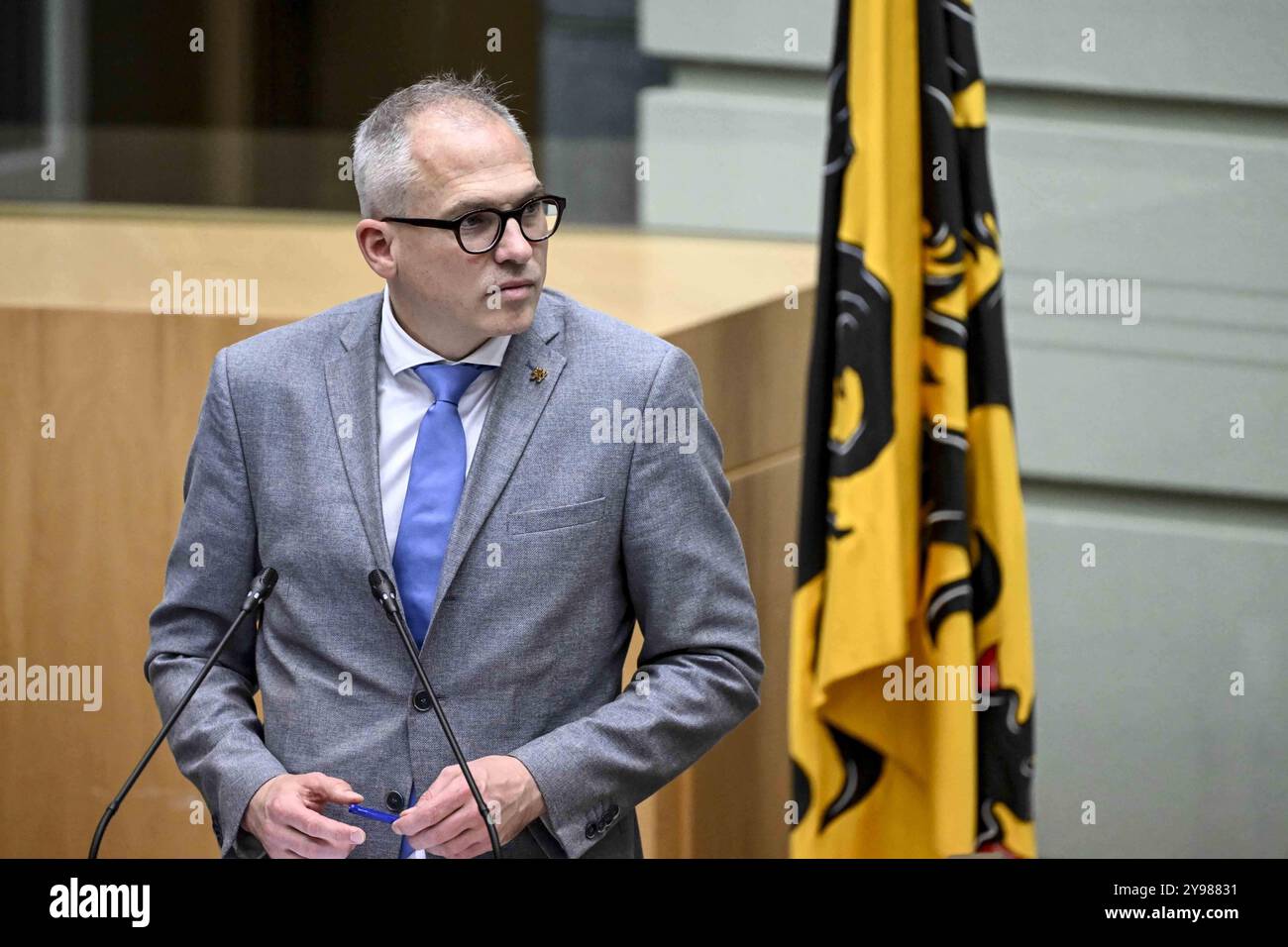 Bruxelles, Belgique. 09 octobre 2024. Le ministre-président flamand Matthias Diependaele photographié lors d'une session plénière du Parlement flamand à Bruxelles, le mercredi 9 octobre 2024. BELGA PHOTO DIRK WAEM crédit : Belga News Agency/Alamy Live News Banque D'Images