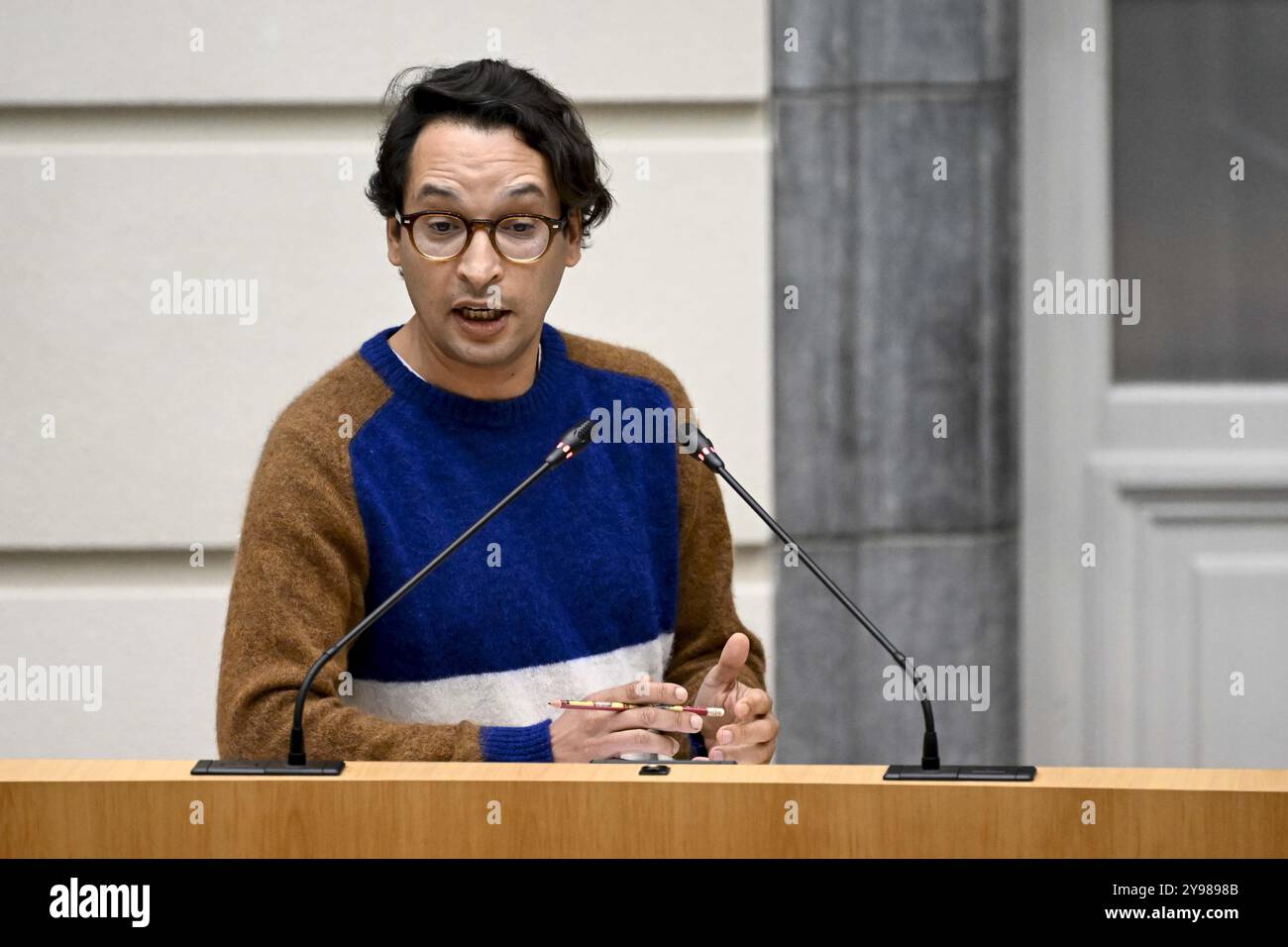 Bruxelles, Belgique. 09 octobre 2024. Fourat Ben Chikha de Groen photographié lors d'une session plénière du Parlement flamand à Bruxelles, mercredi 09 octobre 2024. BELGA PHOTO DIRK WAEM crédit : Belga News Agency/Alamy Live News Banque D'Images