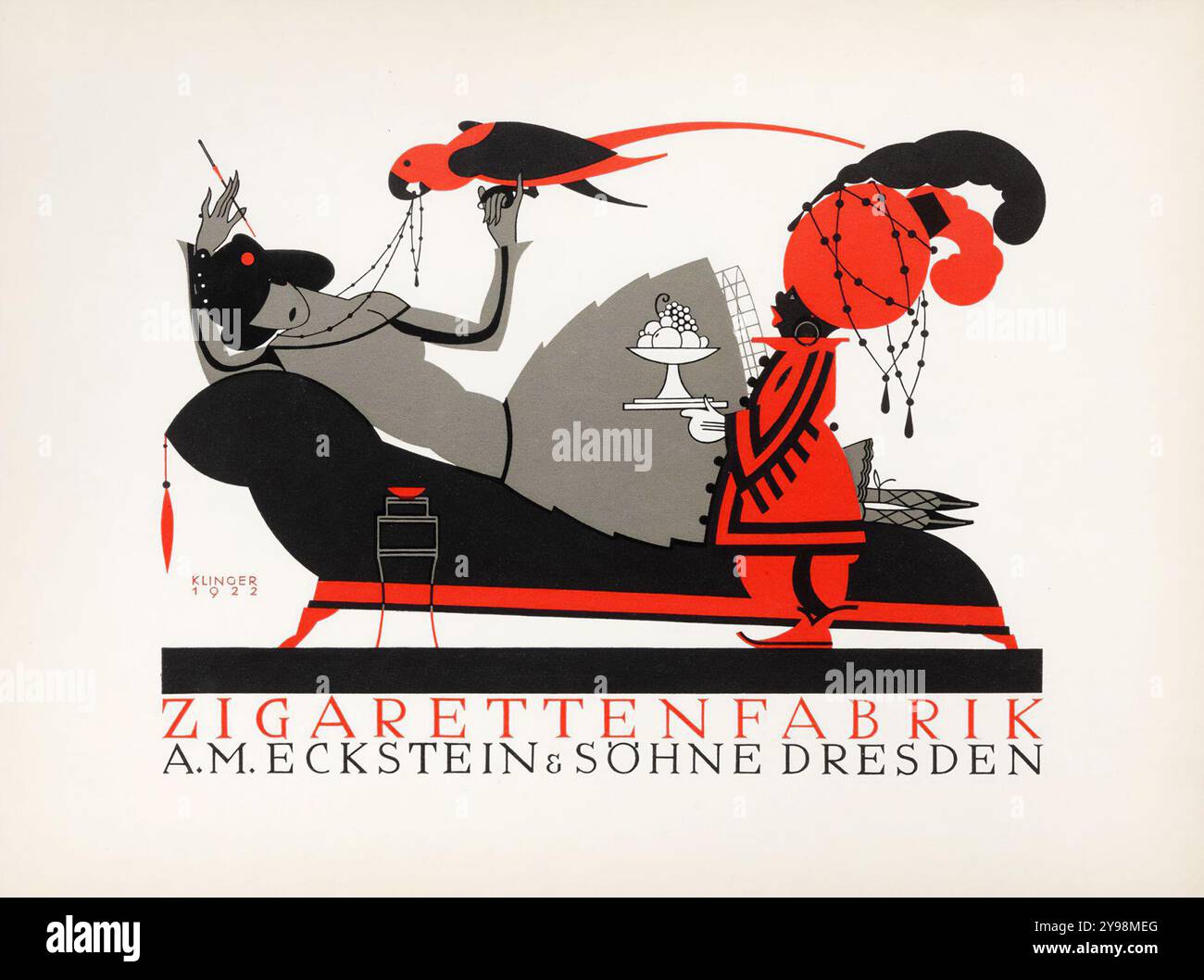 Affiche de cigarette vintage - 1922, affiche de Julius Klinger Zigarettenfabrik A. M. Eckstein & Söhne Dresden Banque D'Images