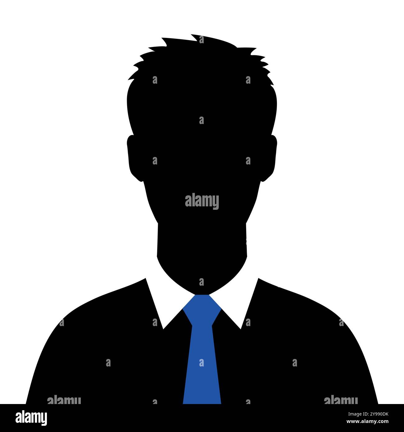 Silhouette homme abstrait en cravate bleue. Silhouette masculine sombre dans la cravate isolée sur fond blanc. Illustration vectorielle Illustration de Vecteur
