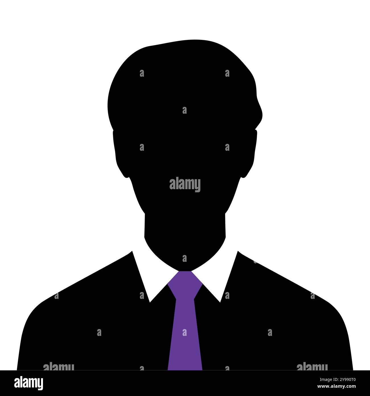 Silhouette homme abstrait en cravate violette. Emblème d'avatar de silhouette masculine sombre. Illustration vectorielle Illustration de Vecteur