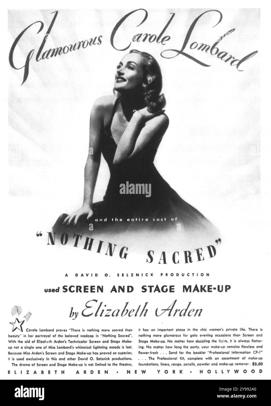 1937 Nothing Sacred film poster - Technicolor Screwball comédie réalisé par William A. Wellman, produit par David O. Selznick, avec Carole Lombard Banque D'Images