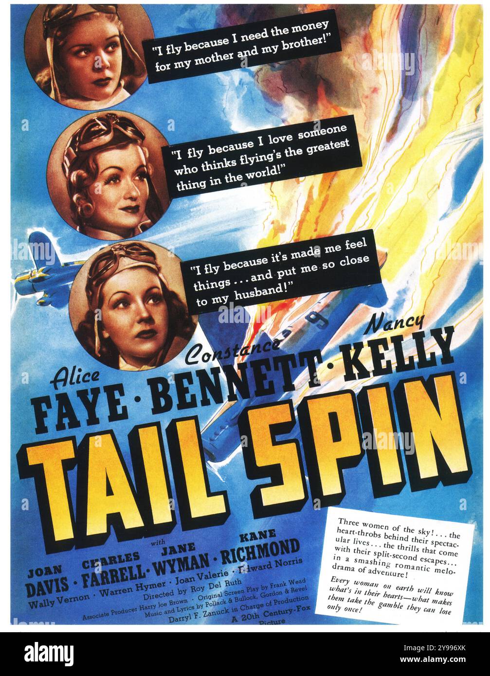 Tail Spin (également connu sous le nom de Tailspin) - un film d'aviation de 1939. Réalisé par Roy Del Ruth. Avec Alice Faye, Constance Bennett Banque D'Images