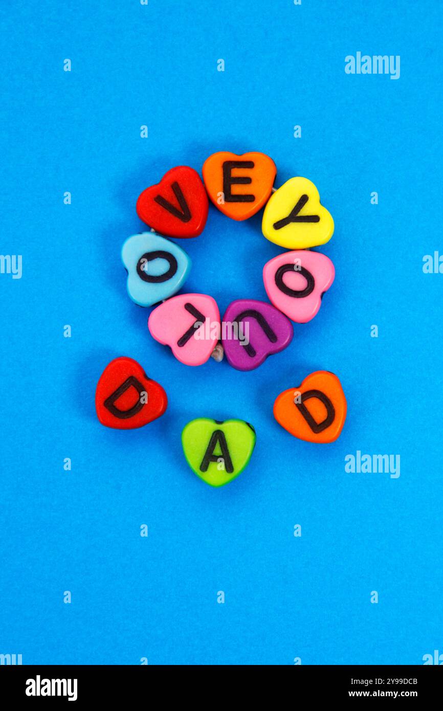 Cœurs qui disent que je t'aime papa Banque D'Images