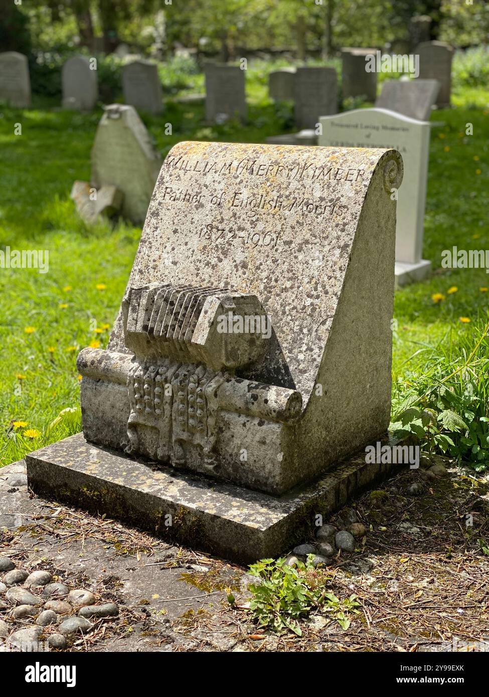La tombe du danseur et musicien de Morris William Kimber de Headington Quarry Morrismen, Oxford, Royaume-Uni - Image de stock capturée avec un smartphone