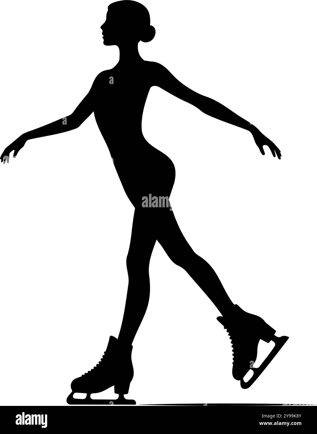 Silhouette d'une patineuse artistique féminine performante. illustration vectorielle Illustration de Vecteur