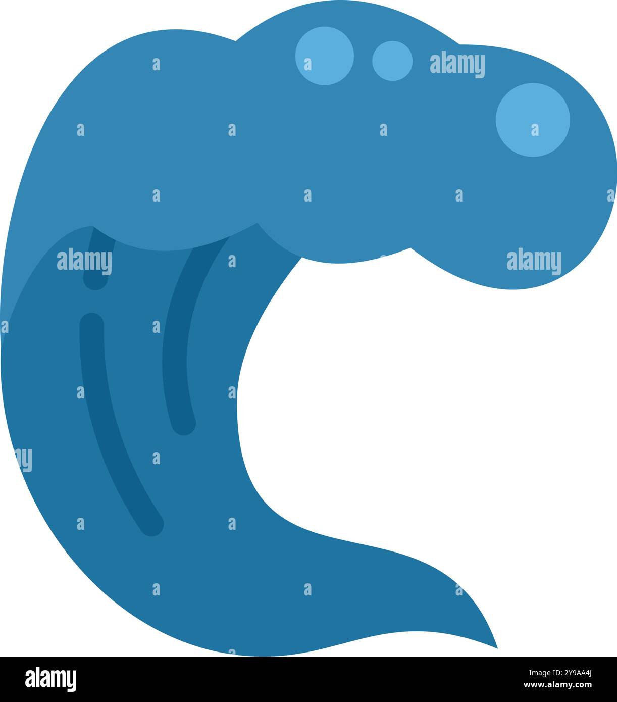 La vague bleue de l'océan de dessin animé se brise lentement Illustration de Vecteur