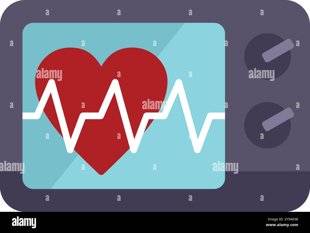 Ce moniteur de battements cardiaques affiche un rythme sinusal normal avec un symbole de cœur rouge Illustration de Vecteur