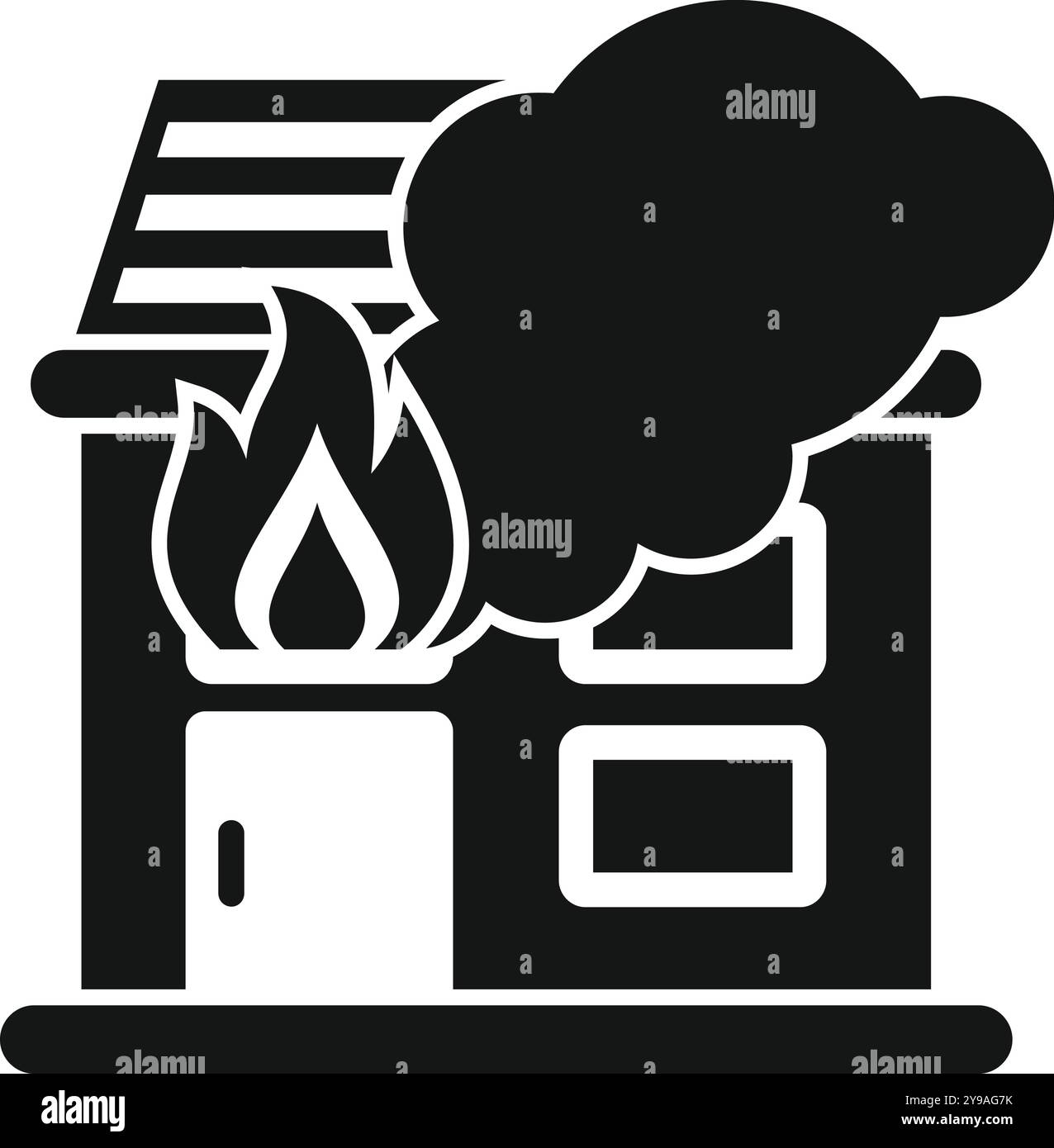 Cette illustration vectorielle simple d'une maison en feu est parfaite pour les projets liés à la sécurité incendie, l'assurance et la préparation aux catastrophes Illustration de Vecteur