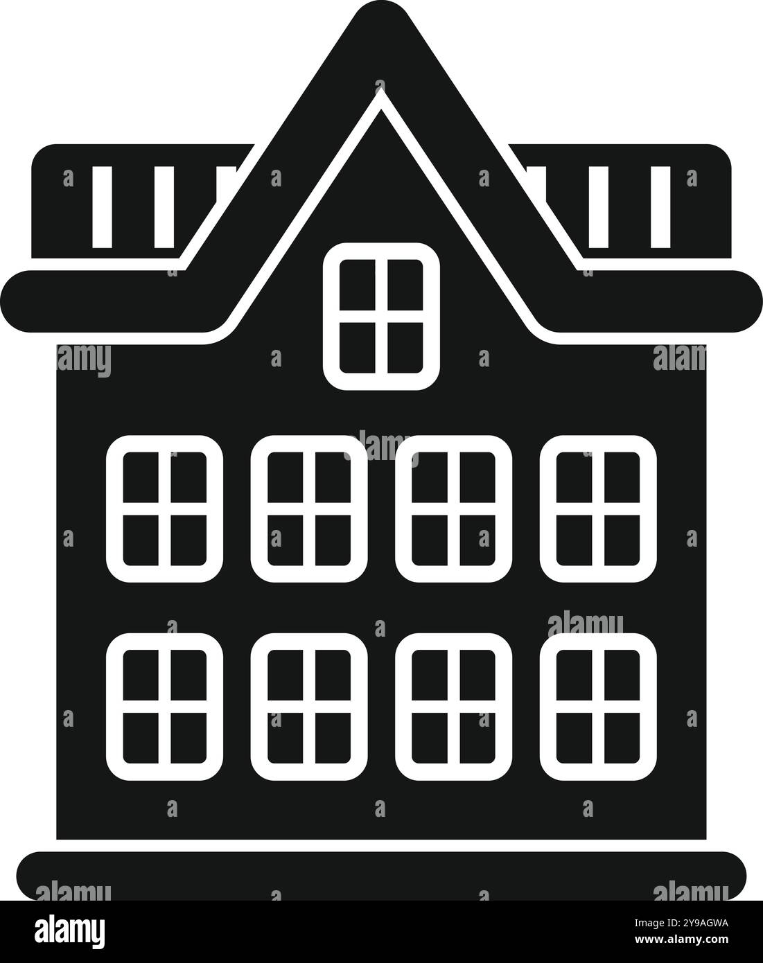 Icône vectorielle simple d'une maison de canal traditionnelle d'amsterdam avec sa façade étroite caractéristique et son toit à pignon Illustration de Vecteur