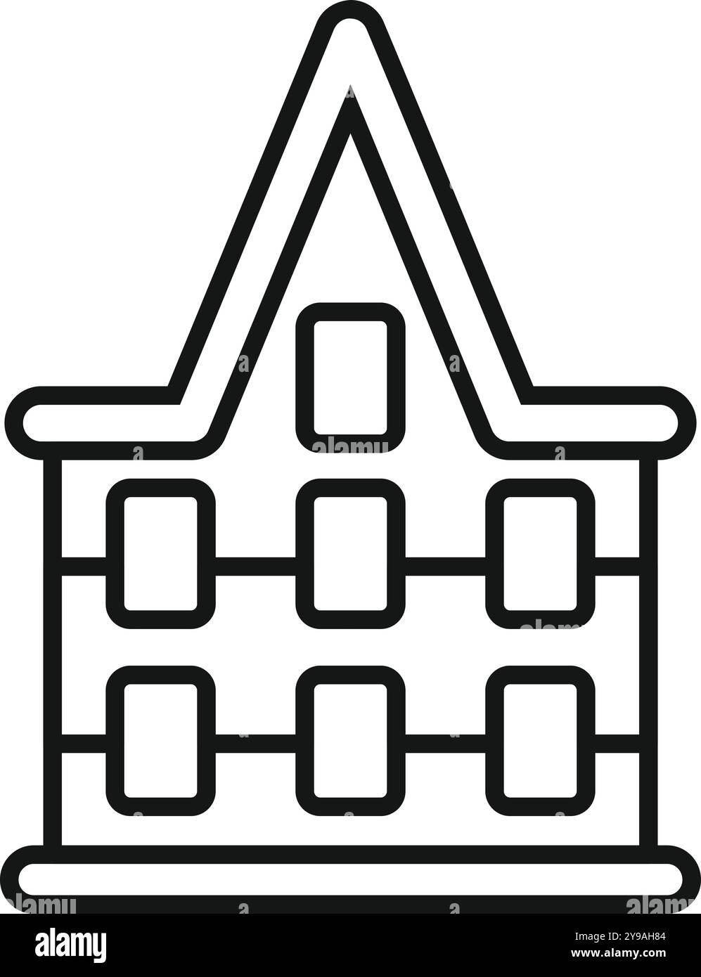 Dessin minimaliste d'une façade de maison hollandaise traditionnelle avec son pignon caractéristique, incarnant l'essence du style architectural d'amsterdam Illustration de Vecteur
