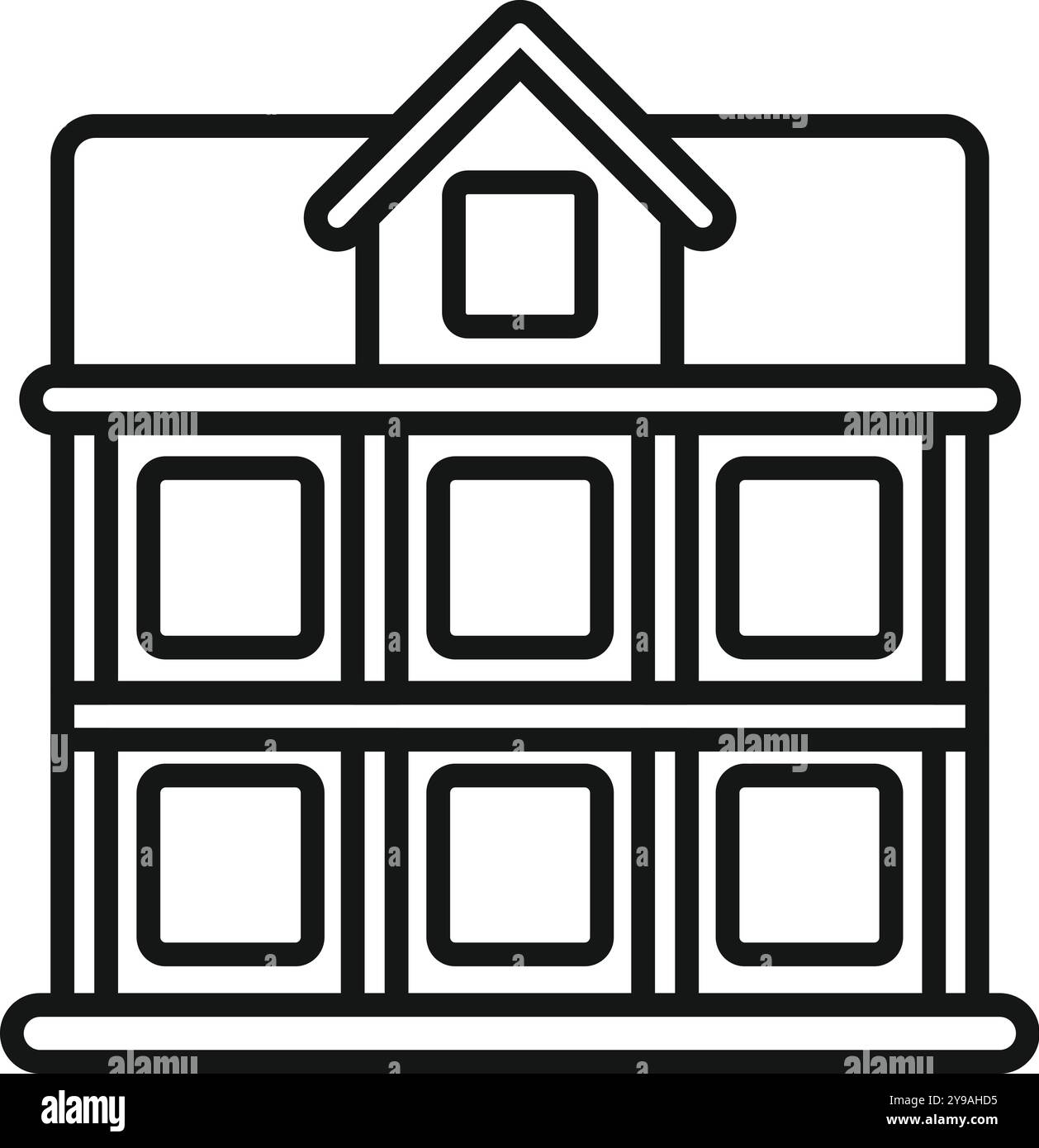 Icône linéaire de bâtiment résidentiel privé avec toit incliné représente l'immobilier de banlieue Illustration de Vecteur
