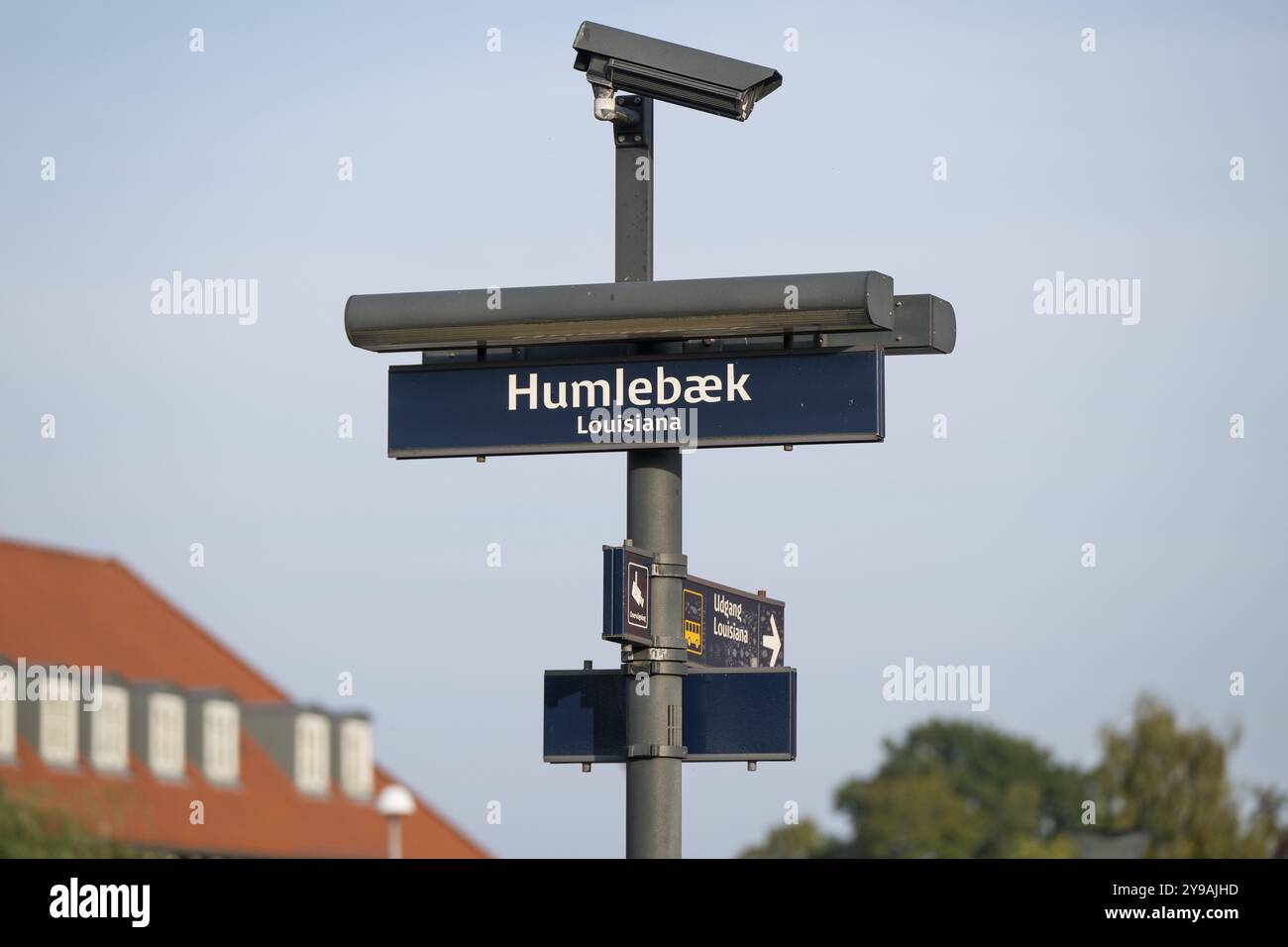 Caméra de surveillance, gare, Humblebaek, Hovedstaden, côte d'Oresund, Danemark, Europe Banque D'Images