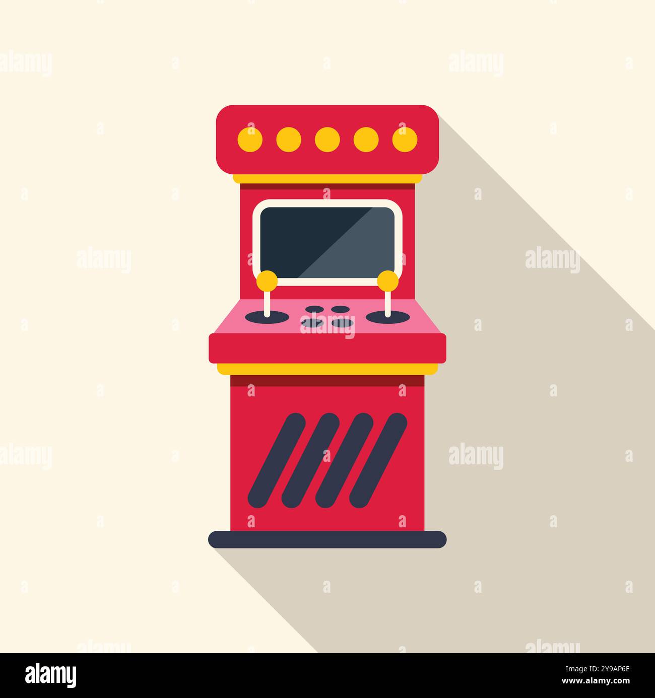 Illustration colorée d'une armoire de jeu d'arcade classique avec des joysticks et des boutons, en attente d'un joueur Illustration de Vecteur