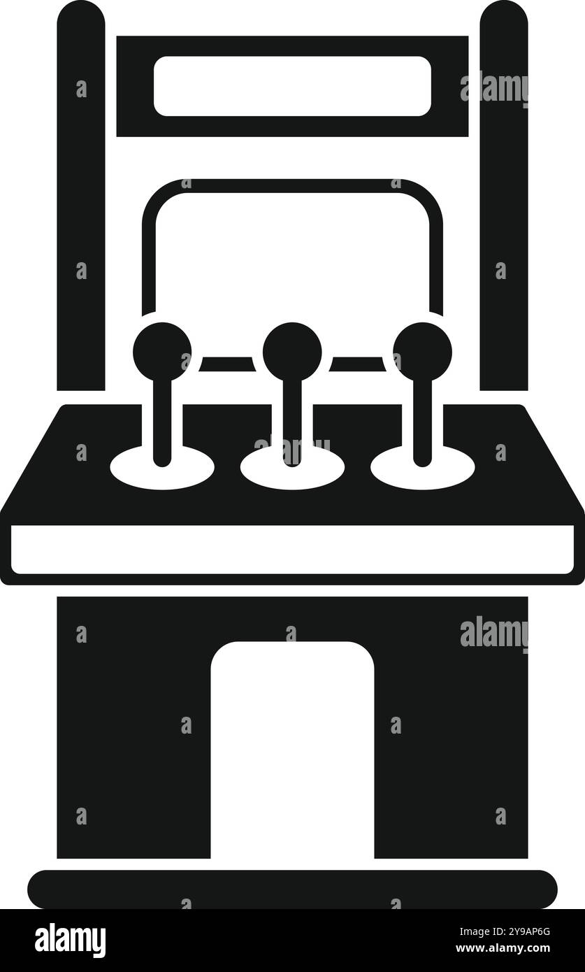 Image de style icône simple d'une machine de jeu d'arcade rétro avec des joysticks, évoquant le concept de divertissement Illustration de Vecteur