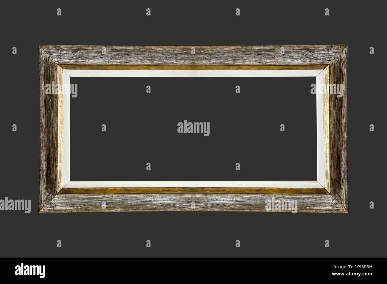 Modèle de superposition de cadre en bois de plage isolé moderne élégant rectangle horizontal Shabby Chic Banque D'Images