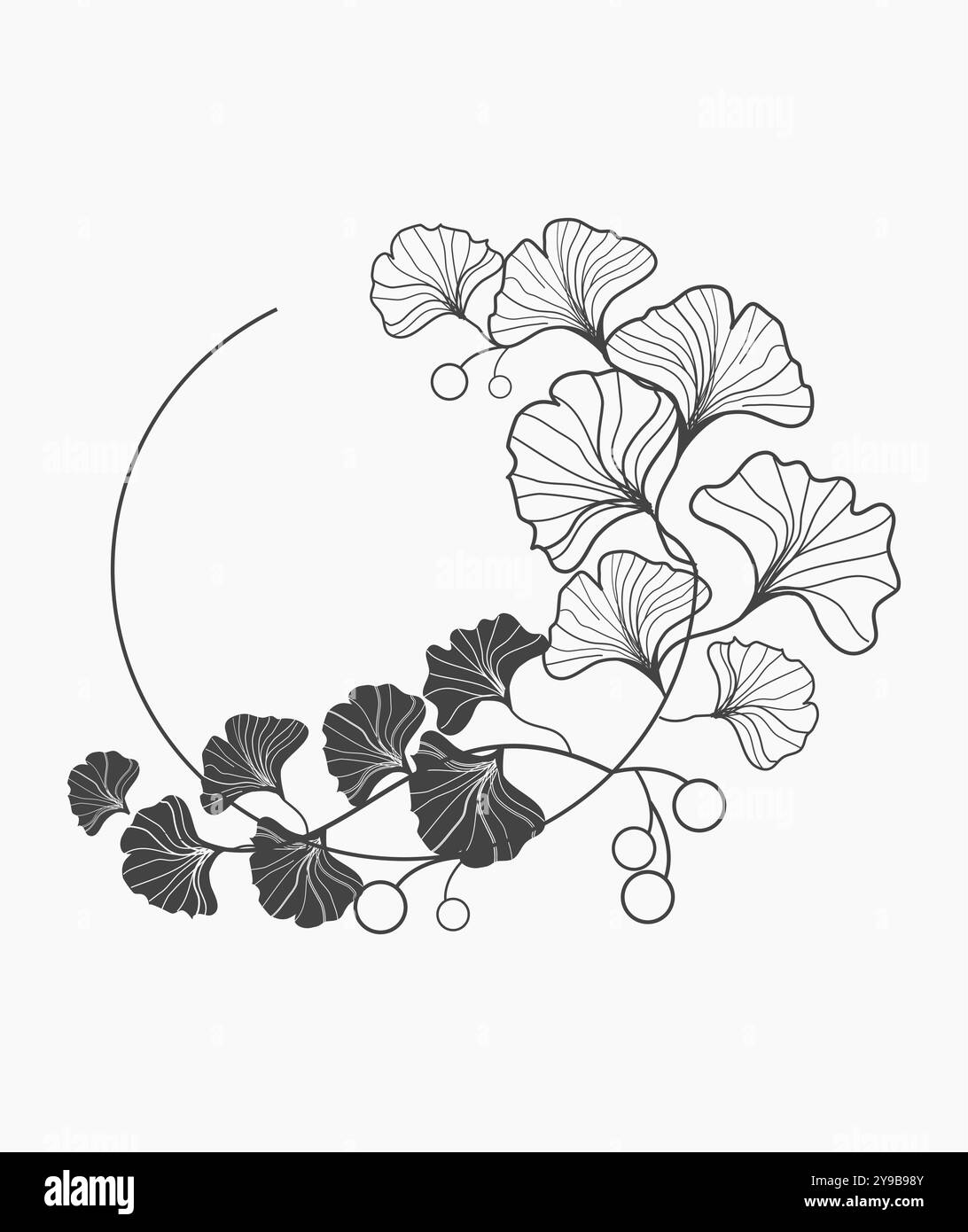 Décoration de cadre d'art floral Ginko Illustration de Vecteur