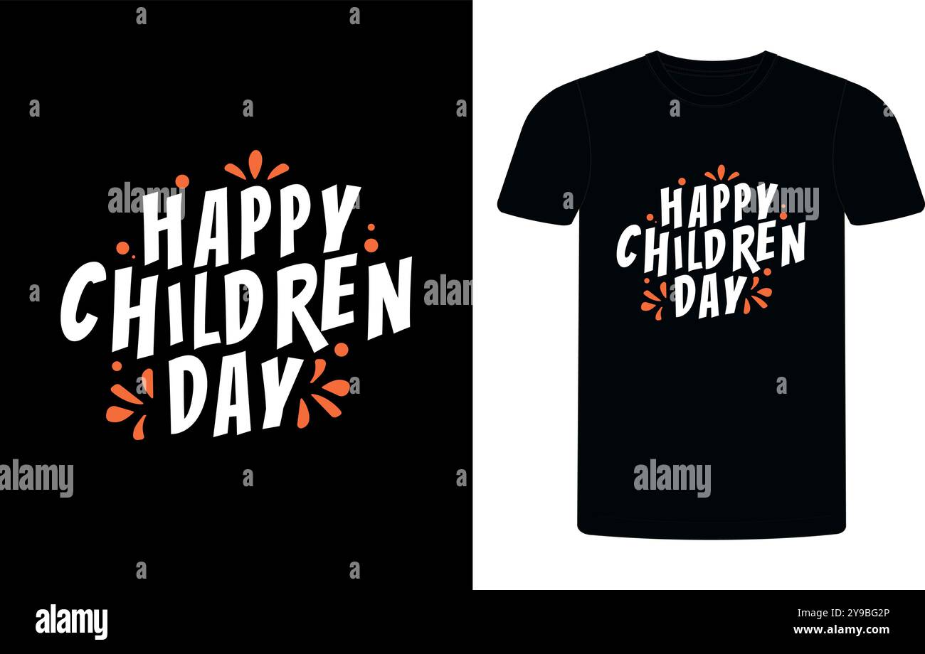 Modèle de conception de t-shirt de jour heureux d'enfants. T-shirt de typographie vectorielle mignon. Illustration de Vecteur