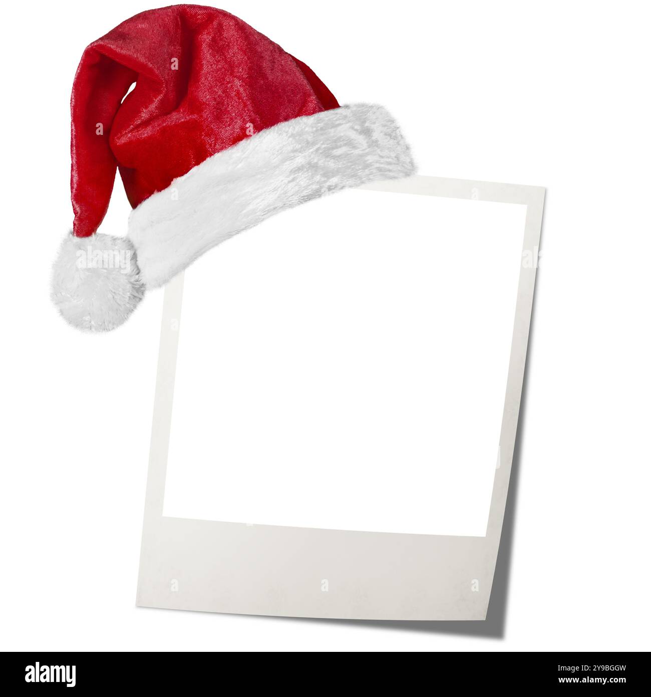 Carte vierge avec un chapeau de Père Noël pour Noël Banque D'Images