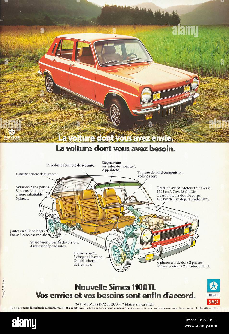 1973 Simca 1100 - publicité de voiture de presse française vintage Banque D'Images