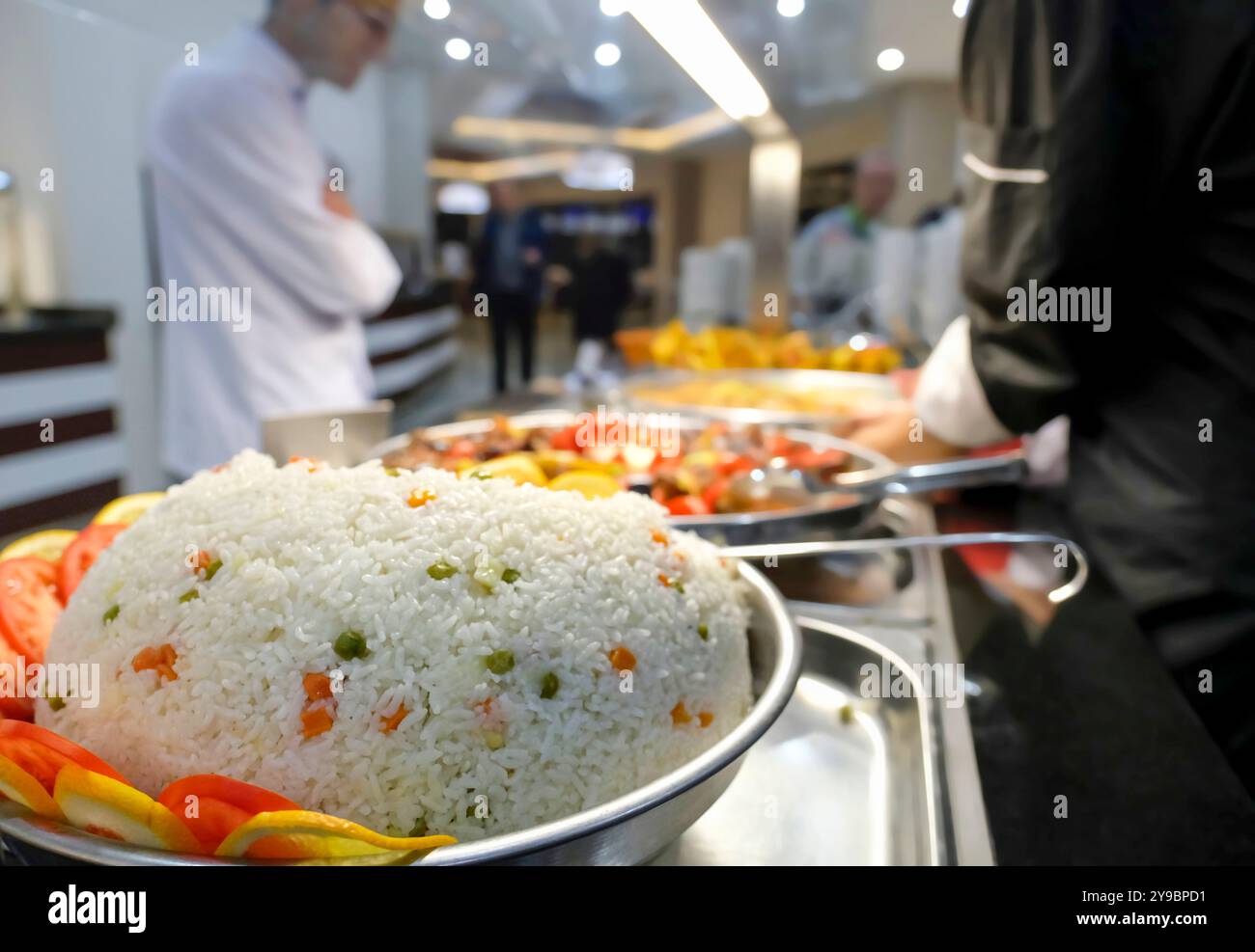 Assortiment de plats turcs cuits au four et de riz Banque D'Images