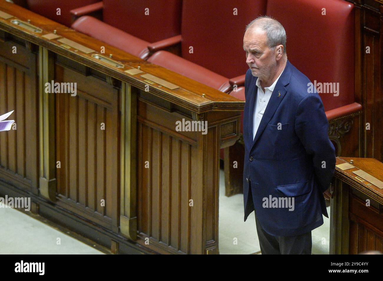 Italie, Rome, 8 octobre 2024 : Chambre des députés, élection d'un juge à la Cour constitutionnelle, sur la photo Roberto Calderoli (Lega) photo © S Banque D'Images