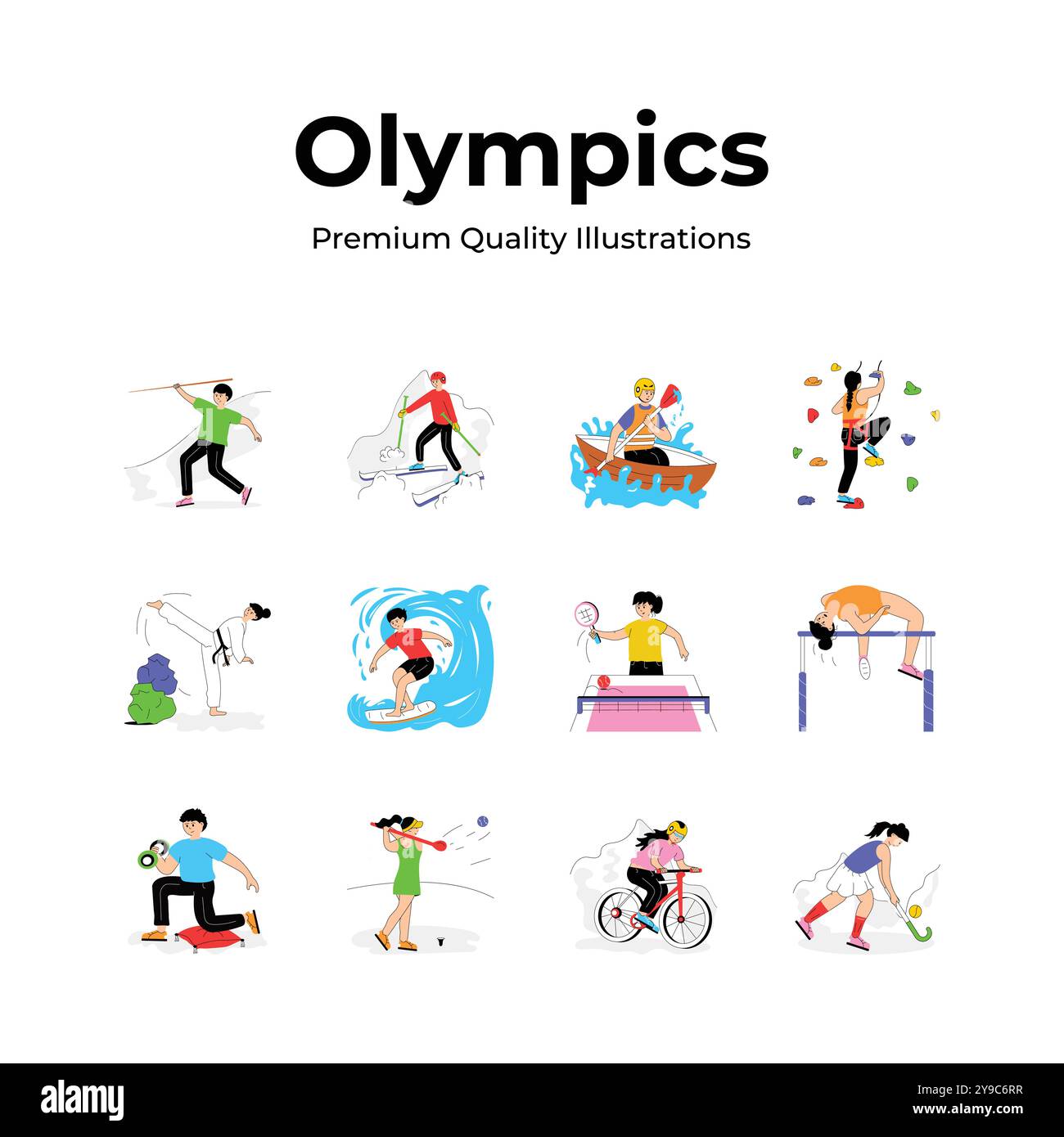 Obtenez cette incroyable illustration plate des jeux olympiques, prête à l'emploi et à télécharger Illustration de Vecteur