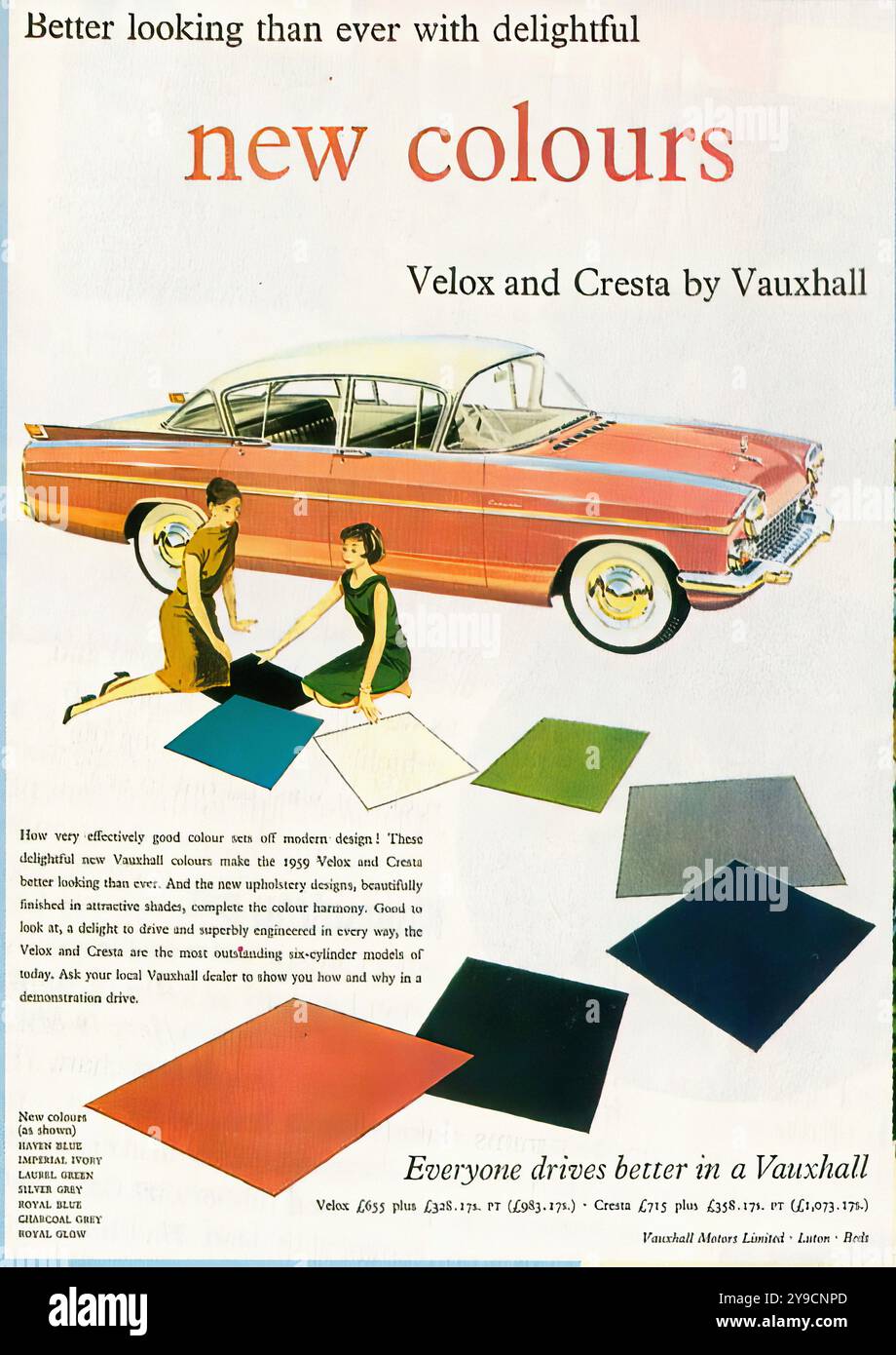 Vauxhall Velox & Cresta PA (1959) - publicité de voitures de presse vintage Banque D'Images