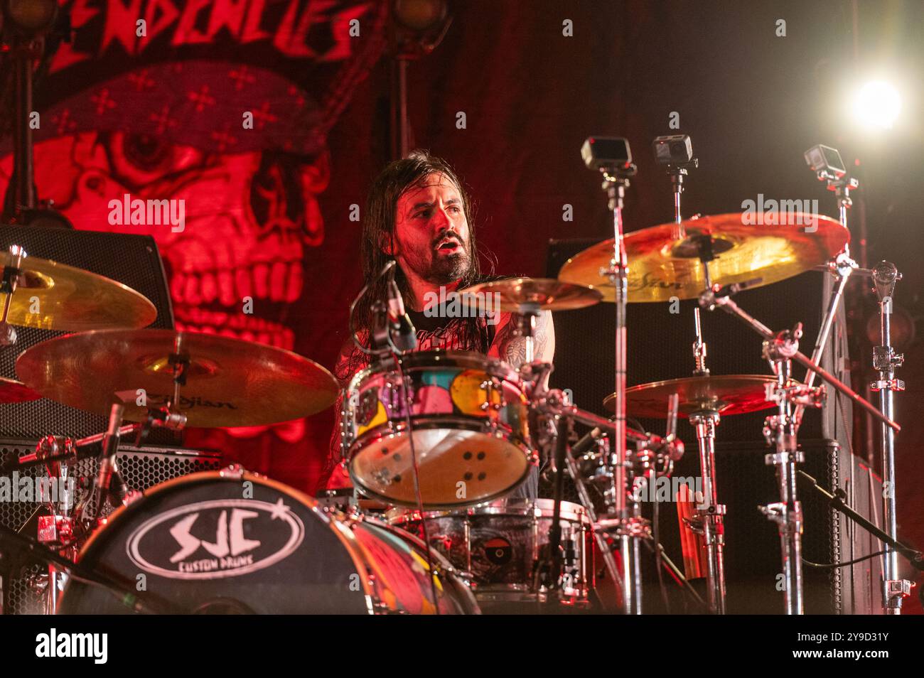 29 juin 2024 : Jay Weinberg, ancien batteur de Slipknot, se produit avec Suicidal Tendencies au festival Hellfest Open Air à Clisson Banque D'Images