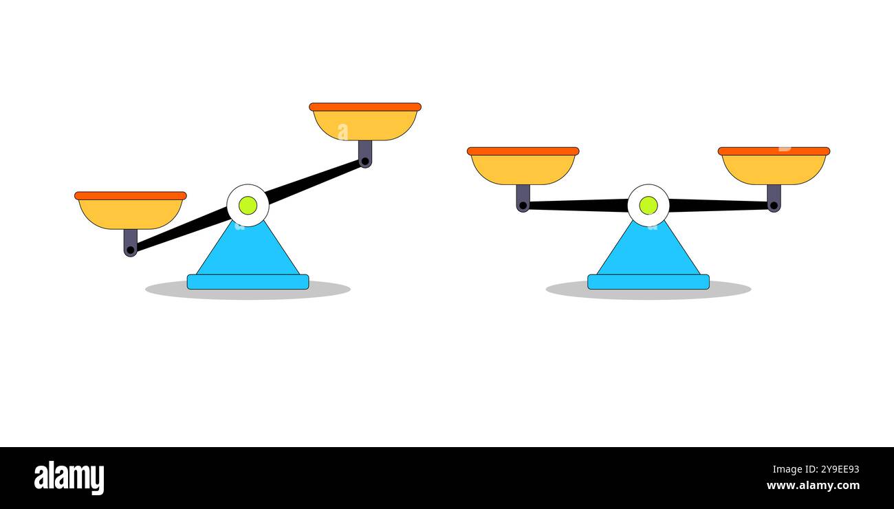 Jeu d'échelles pour peser en style plat avec contour. Illustration vectorielle. Illustration de Vecteur