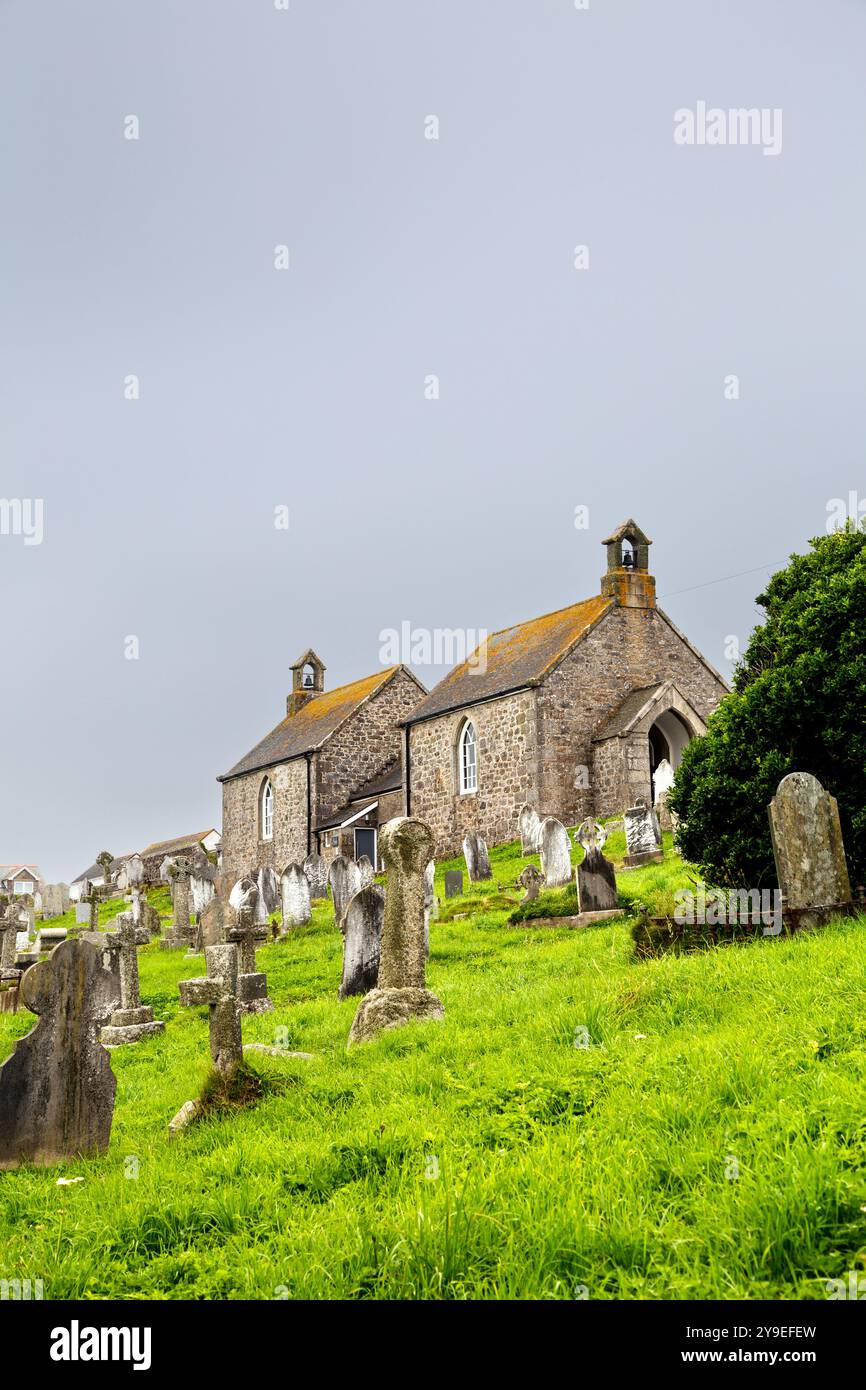 Pierres tombales au cimetière de Barnoon et à la chapelle de mariage, St Ives, Cornouailles, Angleterre Banque D'Images