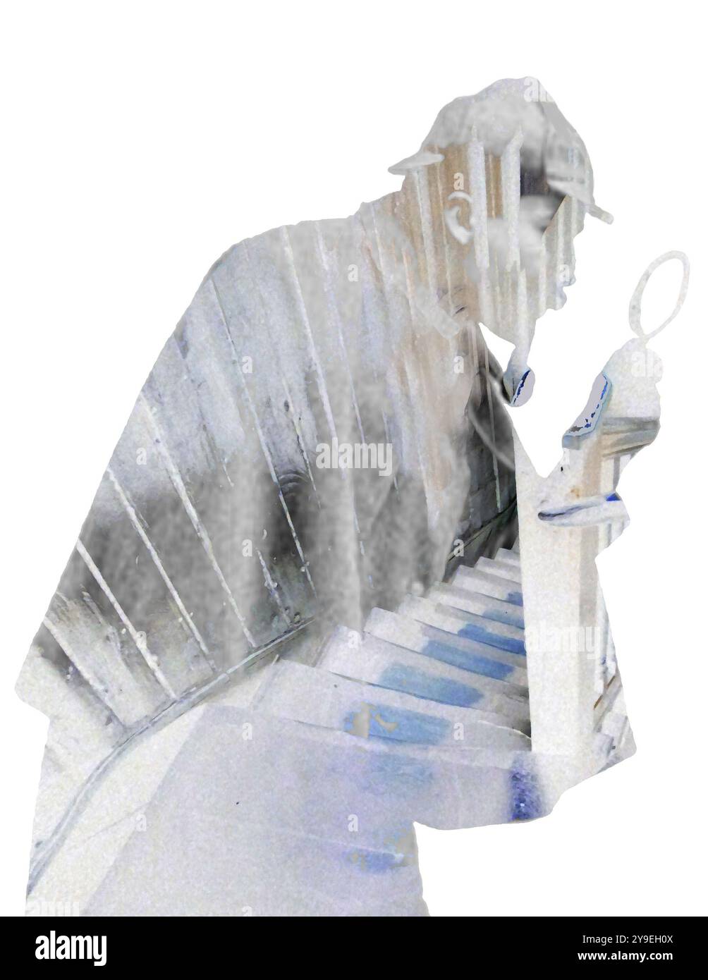 Sherlock Holmes inspiré art, silhouette sur fond blanc, couverture de livre de costume, magazine, mystère, détective, littérature classique, art historique Banque D'Images