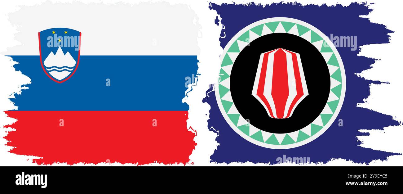 Bougainville et Slovénie grunge drapeaux connexion, vecteur Illustration de Vecteur