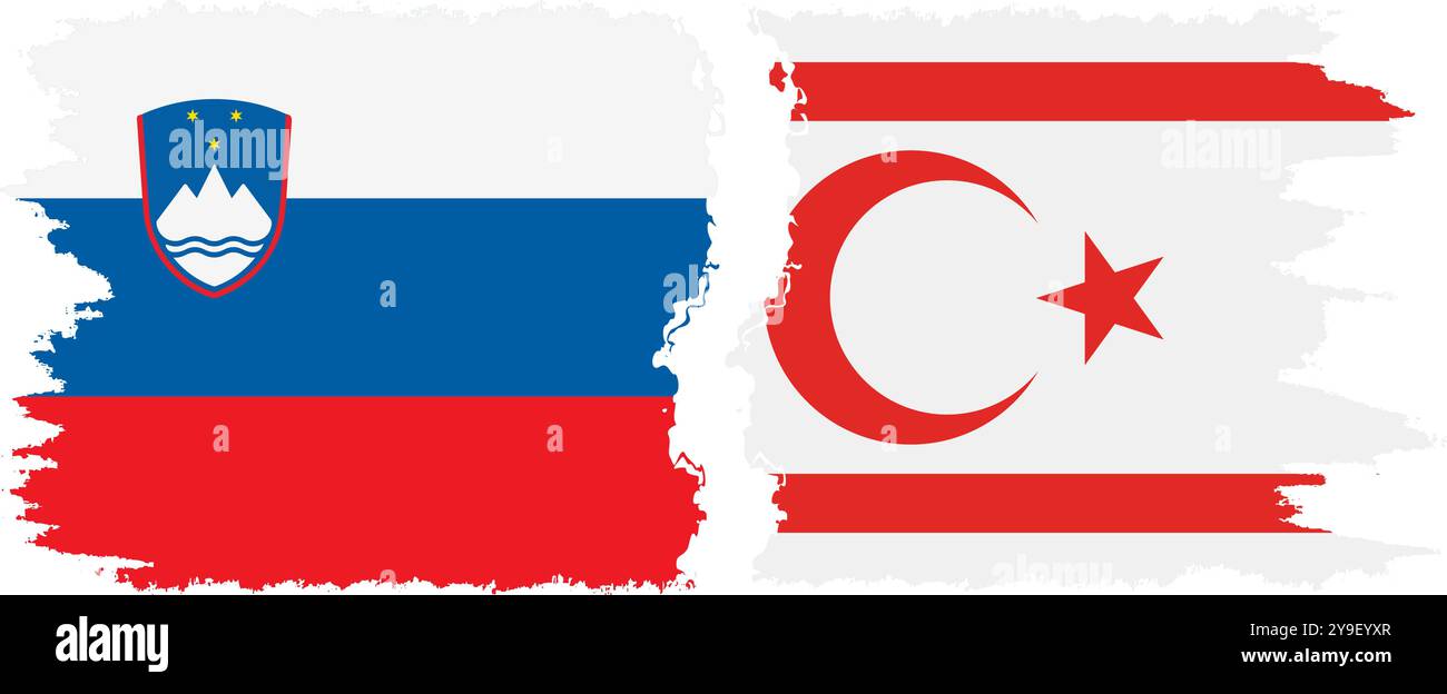 République turque de Chypre du Nord et Slovénie grunge drapeaux connexion, vecteur Illustration de Vecteur
