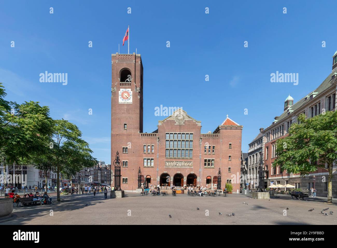 Bâtiment Beurs van Berlage, ancien bâtiment de la bourse à Amsterdam. Banque D'Images