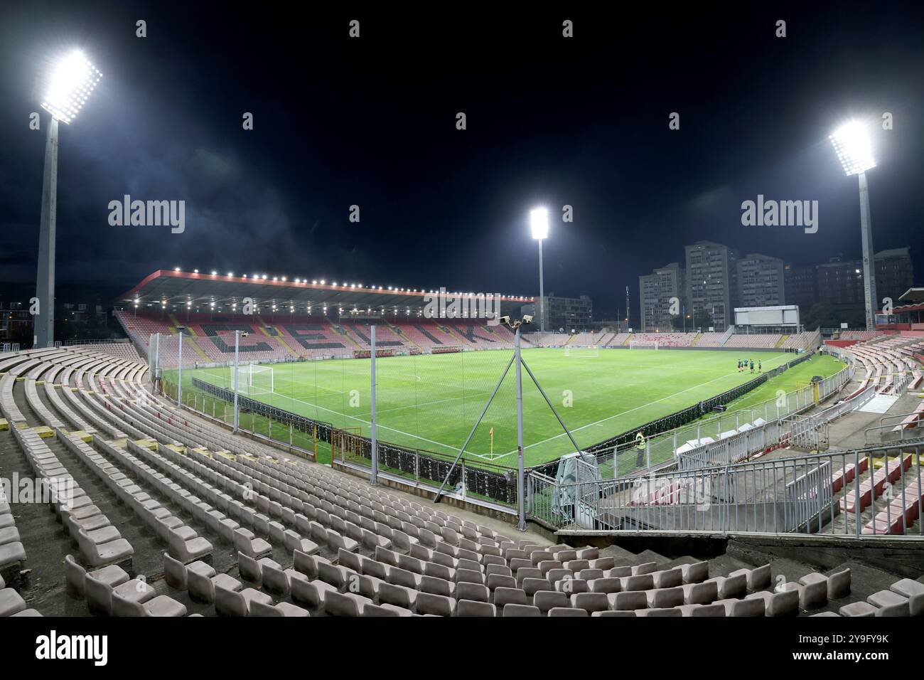Zenica, Bosnie-Herzégovine. 10 octobre 2024. Football, équipe nationale, avant le match de la Ligue des Nations en Bosnie-Herzégovine, stade Bilino Polje, vue dans l'arène. Crédit : Christian Charisius/dpa/Alamy Live News Banque D'Images