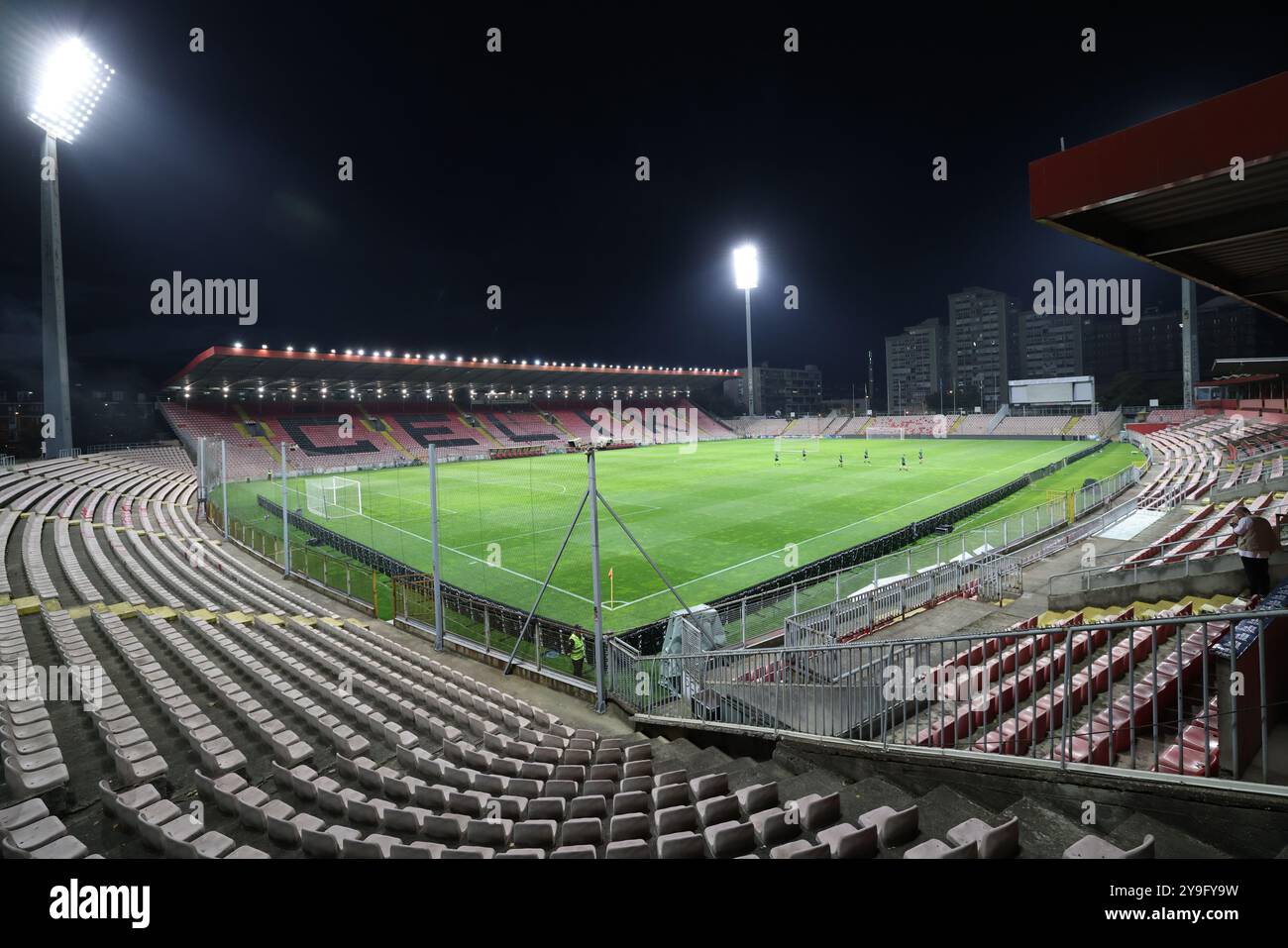 Zenica, Bosnie-Herzégovine. 10 octobre 2024. Football, équipe nationale, avant le match de la Ligue des Nations en Bosnie-Herzégovine, stade Bilino Polje, vue dans l'arène. Crédit : Christian Charisius/dpa/Alamy Live News Banque D'Images