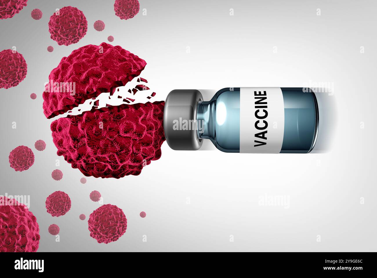 Prévention du cancer immunothérapie vaccinale comme un symbole de bouteille de vacination pour aider le système immunitaire à prévenir la croissance tumorale médicament pour immuniz Banque D'Images