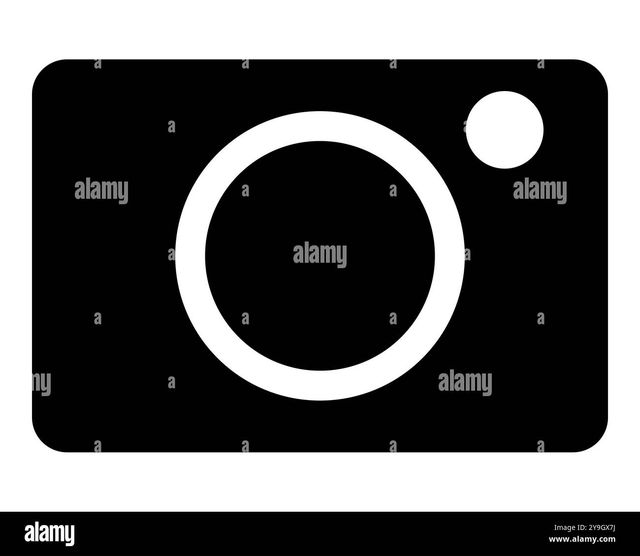 symbole d'icône de caméra, illustration vectorielle de forme de silhouette noire et blanche isolée sur blanc Illustration de Vecteur