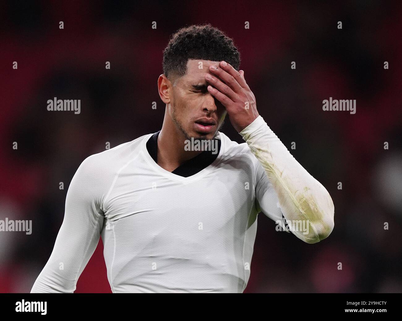 L'Anglais Jude Bellingham réagit après le match du Groupe B2 de l'UEFA Nations League au stade de Wembley à Londres. Date de la photo : jeudi 10 octobre 2024. Banque D'Images